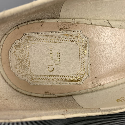 CHRISTIAN DIOR Size 9 Cream Snake Skin Peep Toe Platform Pumps