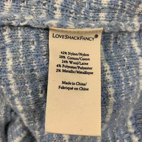 LOVE SHACK FANCY Size S Light Blue White Nylon Blend Textured Cardigan
