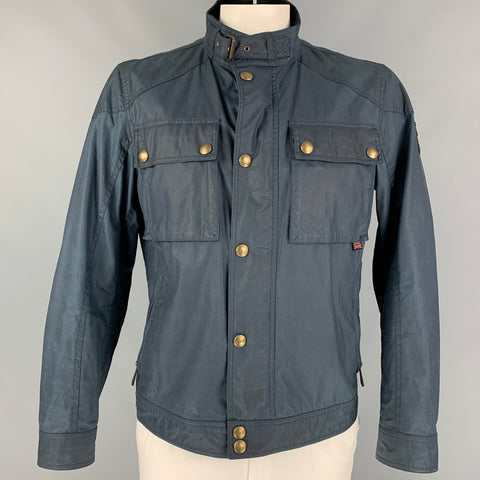 BELSTAFF Size 44 Blue Cotton Zip Up & Snaps Racemaster1981 Jacket