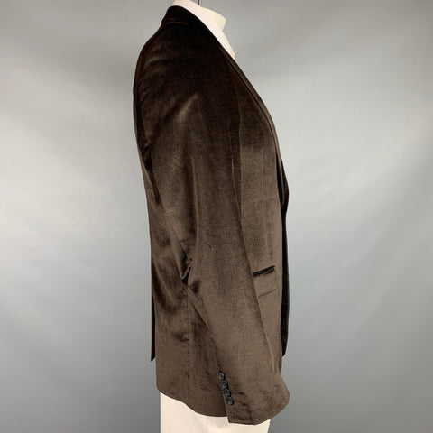 DOLCE & GABBANA Size 42 Regular Brown Velvet Cotton / Viscose Sport Coat