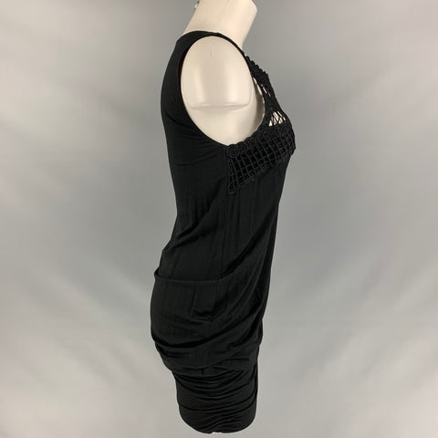 LA PERLA Size 6 Black Rayon & Spandex Crochet Cocktail Dress