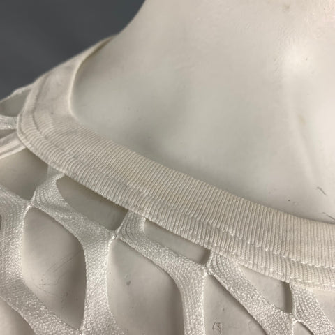 DRIES VAN NOTEN Size L White Mesh Polyester Cropped Pullover
