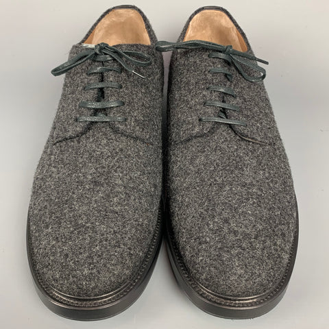GIORGIO ARMANI Size 10.5 Charcoal Textured Wool Lace Up Shoes