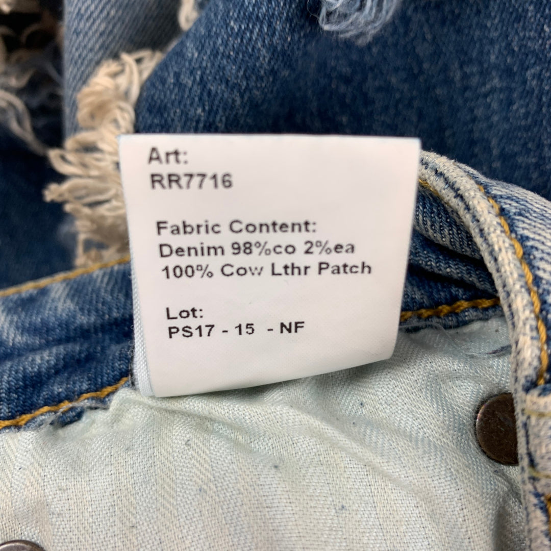 R13 Size 26 Blue Indigo Denim Distressed Zip Fly Jeans