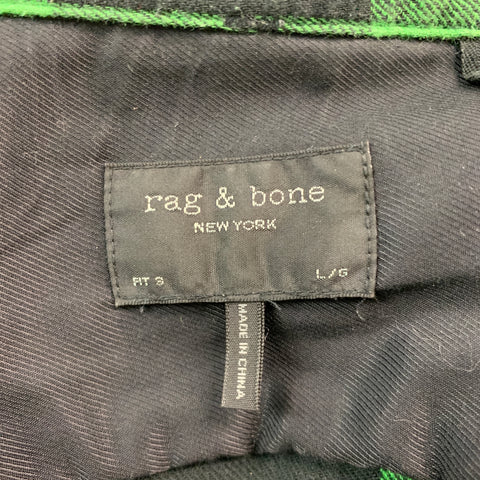 RAG & BONE Size L Green Black Buffalo Plaid Cotton Long Sleeve Shirt
