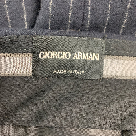 GIORGIO ARMANI Size 32 Navy Pinstripe Wool Blend Dress Pants