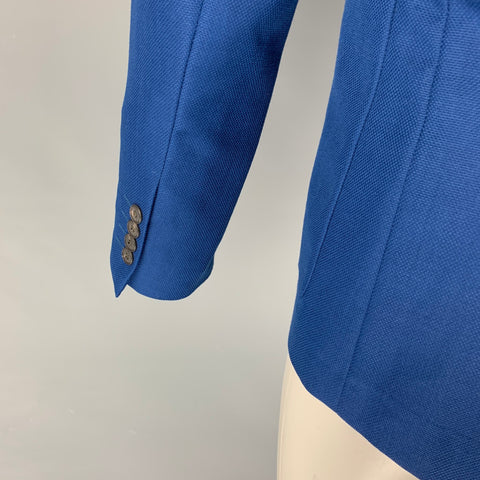BURBERRY LONDON Size 36 Royal Blue Woven Wool Mohair Sport Coat