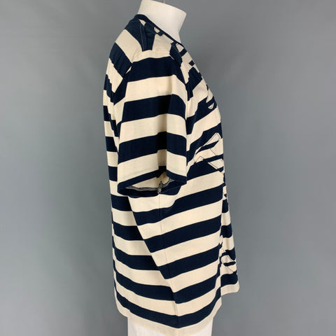 J.W.ANDERSON Size L Navy Cream Stripe Cotton Nautical T-shirt