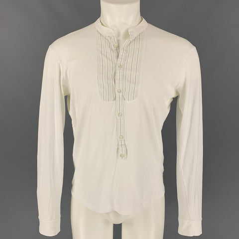 NEIL BARRETT Taille XL Blanc Tissus Mélangés Coton Henley Pull