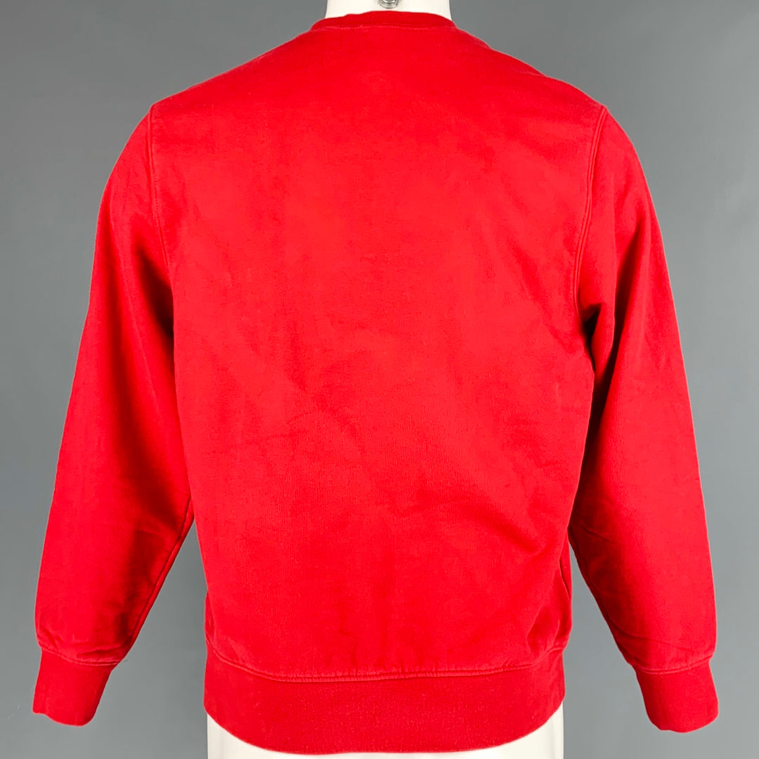 SUPREME Sudadera de algodón con cuello redondo y logo rojo Talla S