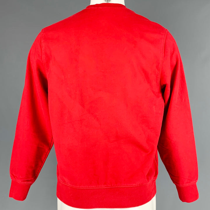 SUPREME Sudadera de algodón con cuello redondo y logo rojo Talla S