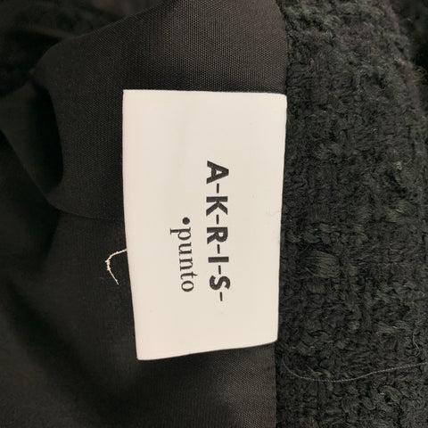 AKRIS Size 6 Black Wool Blend Lamb Skin Zip Up Jacket