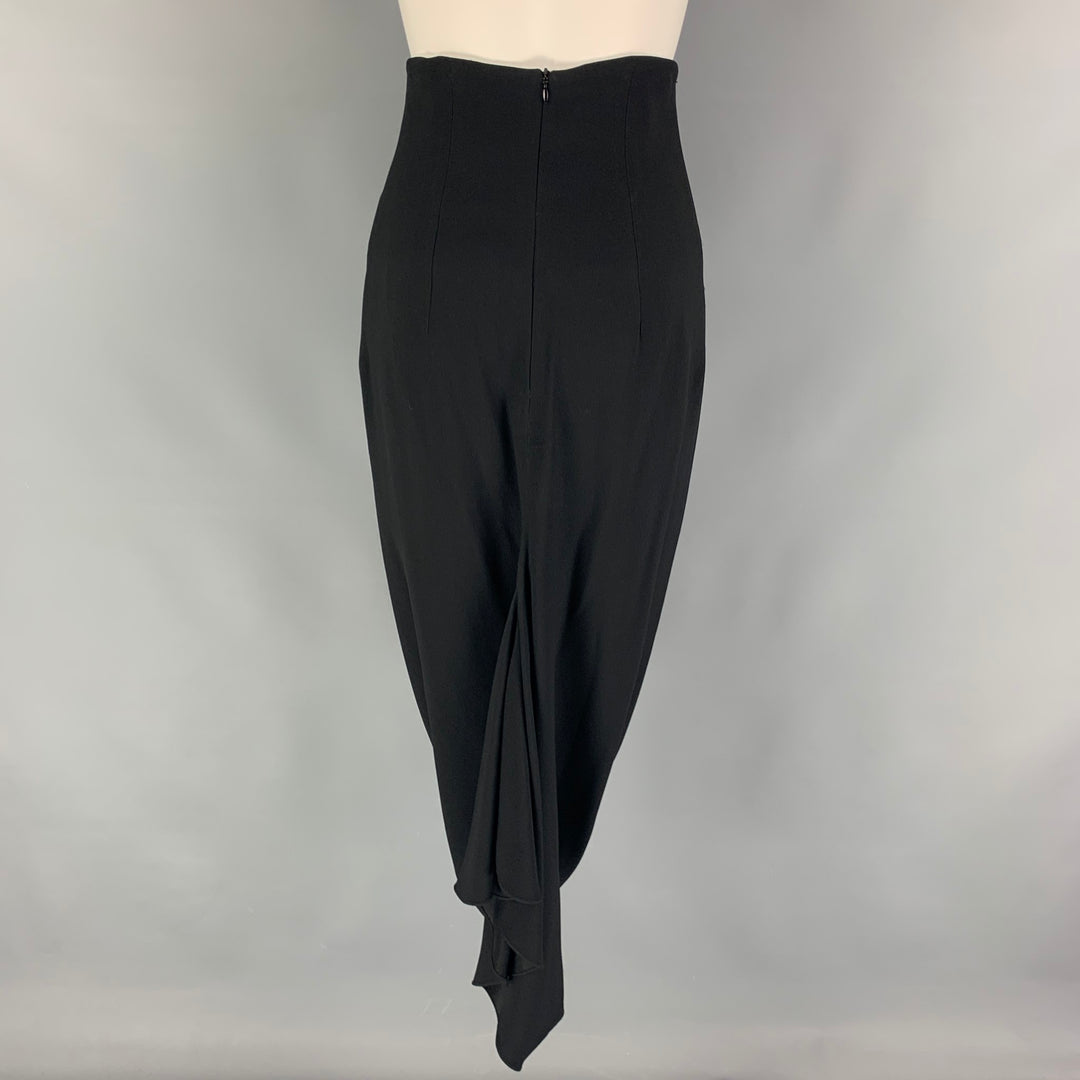 JOHN GALLIANO Size 6 Black Acetate Viscose Pencil Skirt