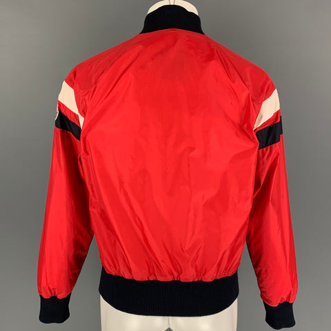 MONCLER Size S Red Navy White Stripe Nylon Windbreaker Jacket