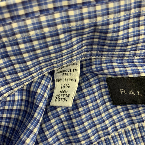 RALPH LAUREN Black Label Taille S Chemise à manches longues boutonnée en coton à carreaux bleus