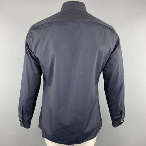 LANVIN Taille L Chemise à manches longues boutonnée en coton bleu marine