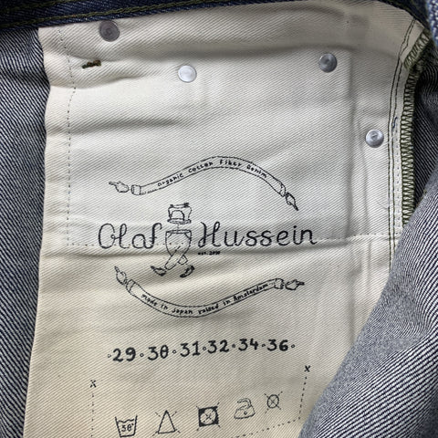 OLAF HUSSEIN Size 32 Indigo Selvedge Denim Zip Fly Jeans