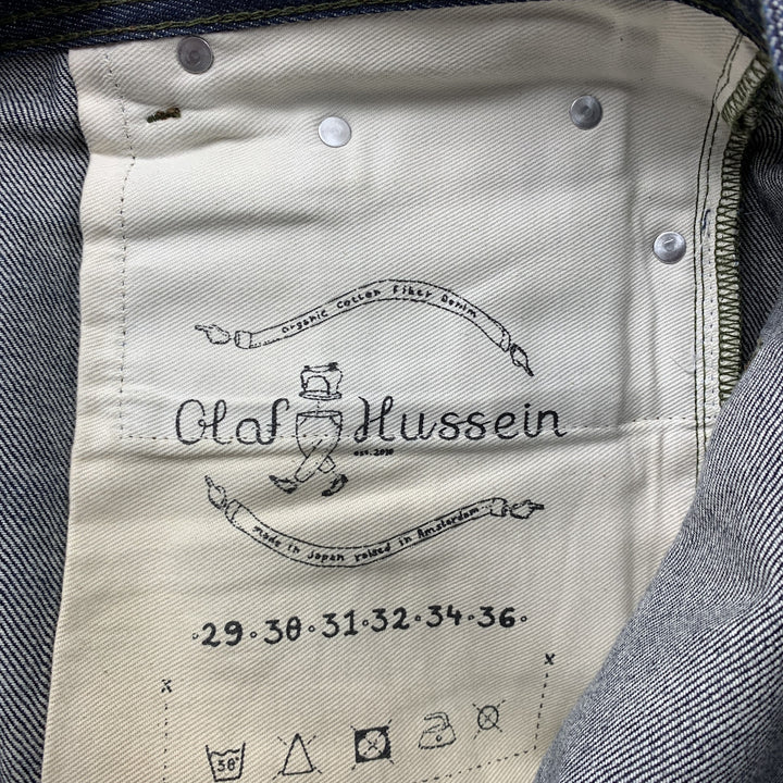 OLAF HUSSEIN Size 32 Indigo Selvedge Denim Zip Fly Jeans