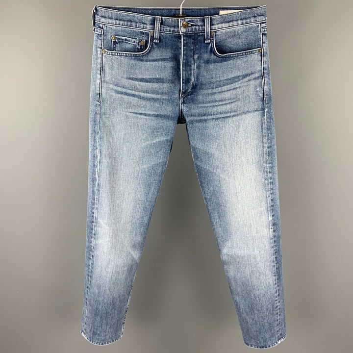 RAG &amp; BONE Vaqueros ajustados con bragueta de botones y denim lavado índigo Talla 32