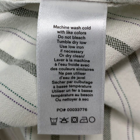 RAG & BONE Size XL White Green Stripe Cotton Long Sleeve Shirt