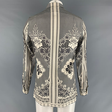 ALEXANDER MCQUEEN Size S Black Beige Print Silk Button Up Long Sleeve Shirt