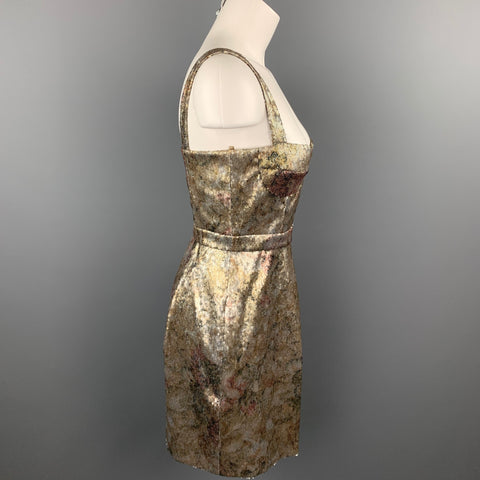 BURBERRY PRORSUM Vestido tubo de poliéster con lentejuelas doradas talla 4