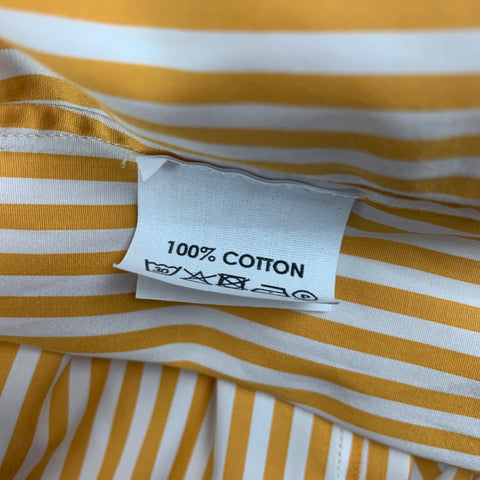 DRIES VAN NOTEN Size S Orange White Stripe Cotton Button Up Long Sleeve Shirt