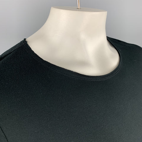 LUMEN ET UMBRA Size L Black Bamboo Raw Scoop Neck T-shirt