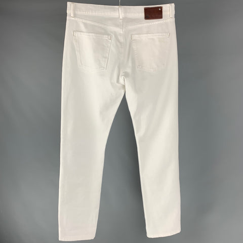 RUSSELL Size 32 Cream Cotton / Polyester Classic Jeans