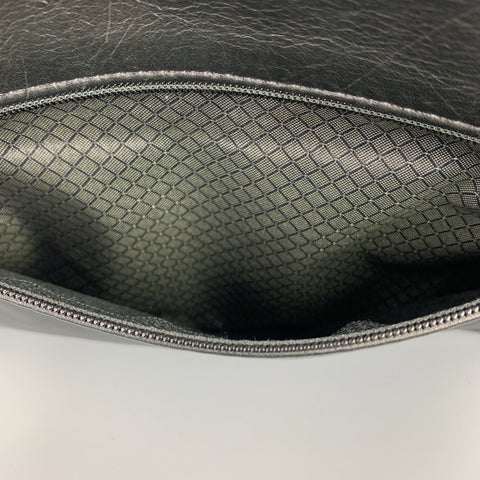VINTAGE Black Embossed Leather Shoulder Bag