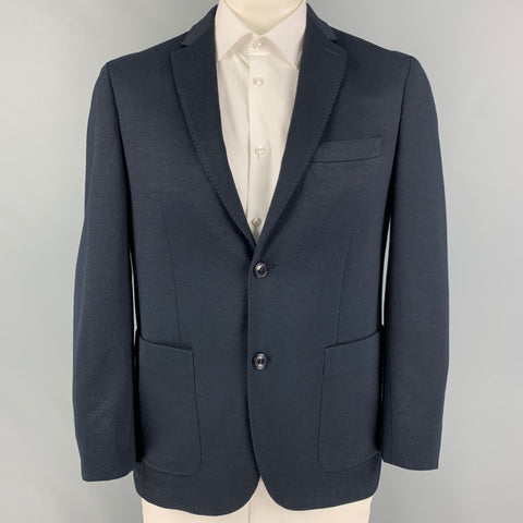 EMILE LAFAURIE Size 42 Navy Cotton Blend Notch Lapel Sport Coat