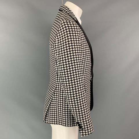 DSQUARED2 Size 40 Black & White Houndstooth Cotton / Silk Sport Coat