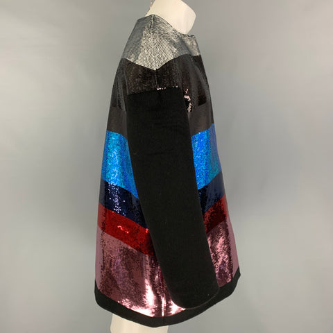 GIAMBATTISTA VALLI Size XL Multi-Color Camel Hair Sequined Jacket