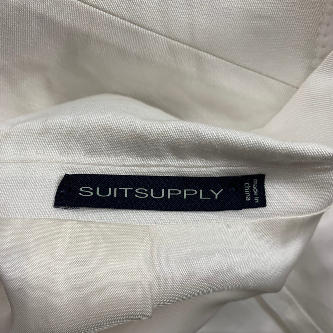 SUIT SUPPLY Size 40 Off White Cotton Linen Peak Lapel Sport Coat
