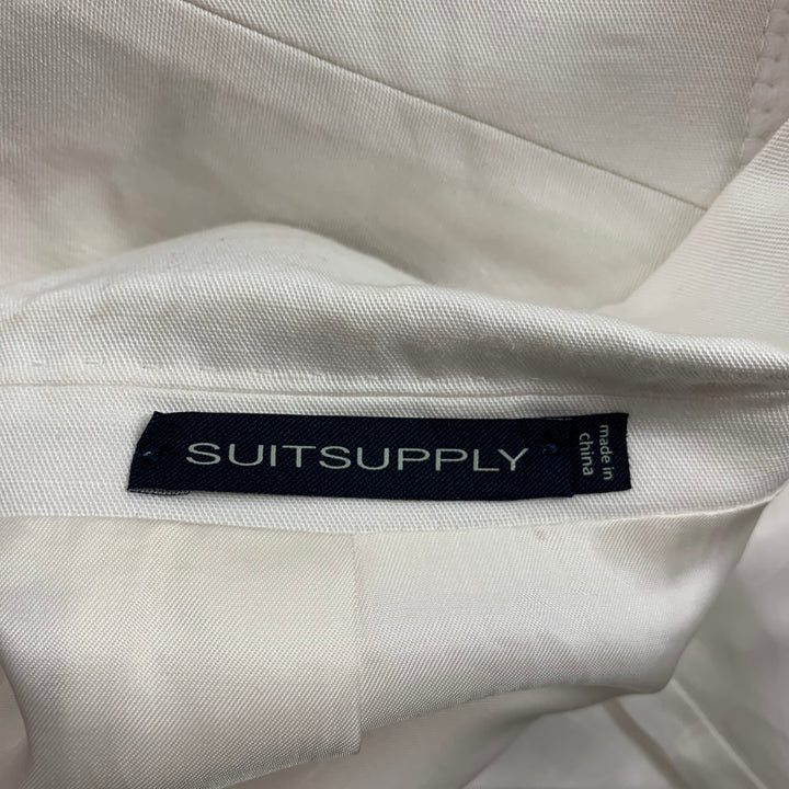 SUIT SUPPLY Size 40 Off White Cotton Linen Peak Lapel Sport Coat