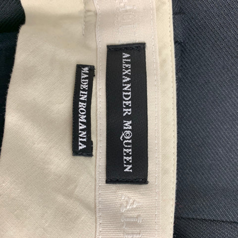 ALEXANDER MCQUEEN Size 30 Navy Wool Tuxedo Dress Pants