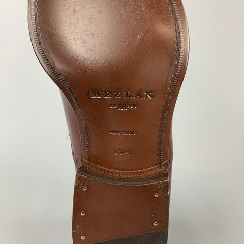 MEZLAN Size 10 Brown Perforated Leather Slip On Loafers