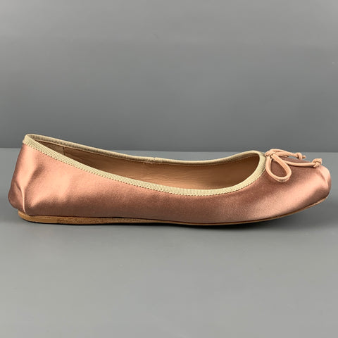 Bailarina de seda champán PRADA Talla 7 Zapatos planos de mujer