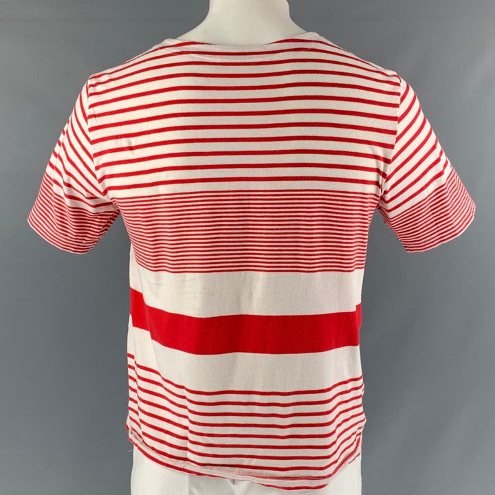 OPENING CEREMONY Size L Red White Stripe Cotton Crew-Neck T-shirt
