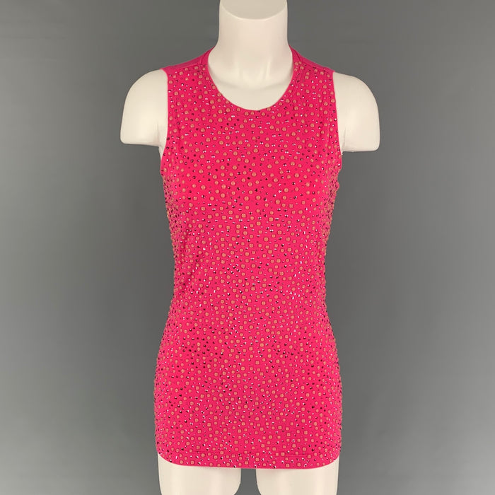 ST. JOHN Taille S Rose Viscose Perlé Robe Sans Manches Top