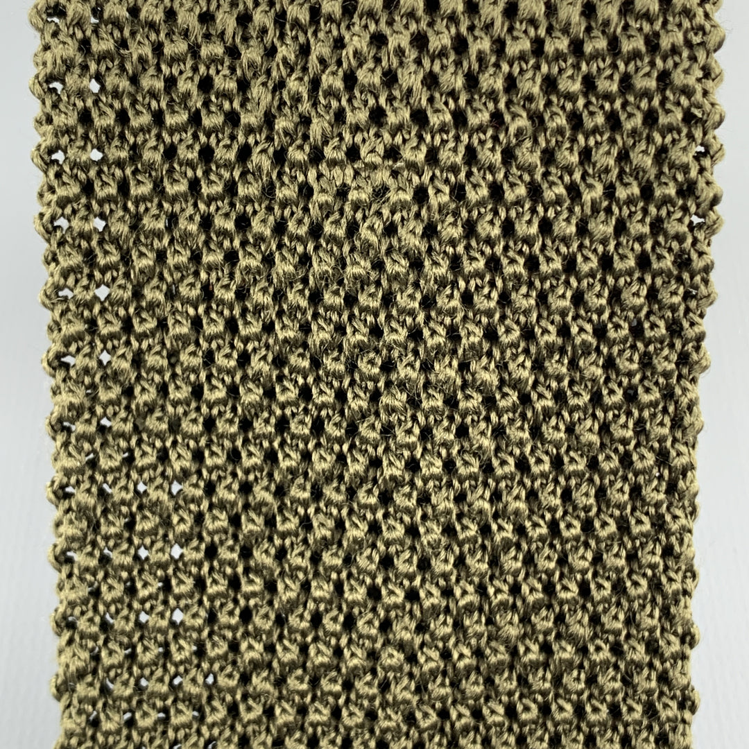 LOCK & CO LONDON Olive Silk Textured Knit Tie