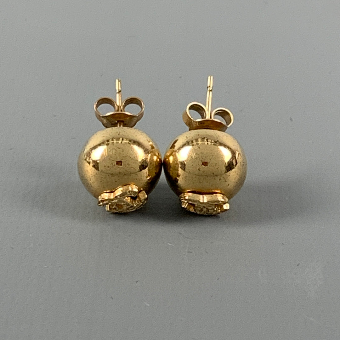 CHANEL Gold Metal CC Stud Earrings