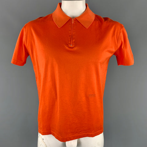 Vintage V2 de VERSACE Talla L Algodón Naranja Media Cremallera POLO
