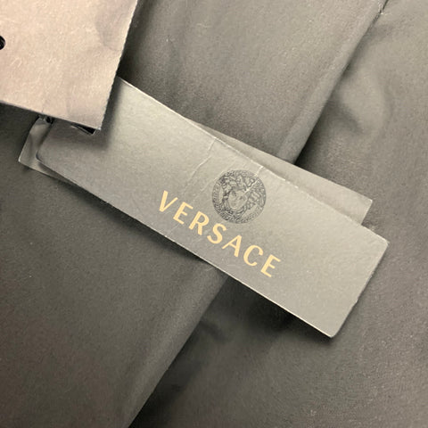 VERSACE Size S Black Cotton Patch Pockets Long Sleeve Shirt