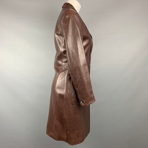 ANTONIO FUSCO Taille 2 Manteau boutonné en cuir marron