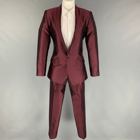 DOLCE &amp; GABBANA Martini Talla 34 Traje de solapa chal de seda burdeos