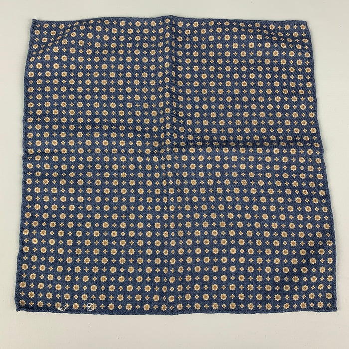 BRUNELLO CUCINELLI Navy Tan Dot Print Pocket Square