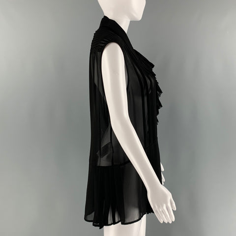 MCQ by ALEXANDER MCQUEEN Size L Black Polyester Pleated Sleeveless Dress Top