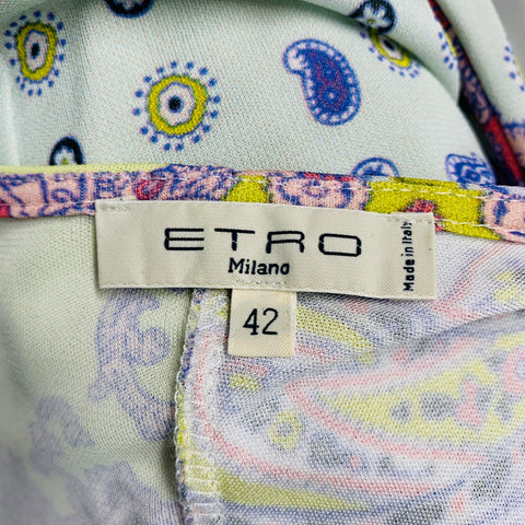 ETRO Size 6 Multi-Color Lilac Viscose Paisley Draped Dress
