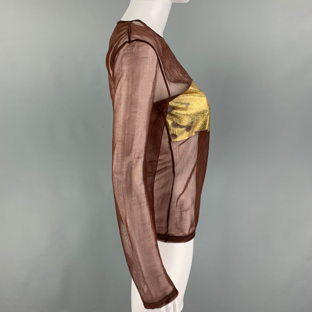 JOSEPH Taille L Marron Or Polyamide Voir à travers le pull